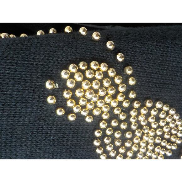 Sarah Morgan Black Knit Tunic Sweater Dress Size Large Gold Embellished Ramie - Picture 4 of 10